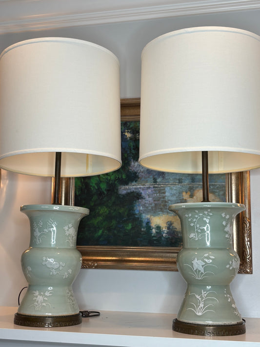 Pair of Exquisite Celadon Lamps