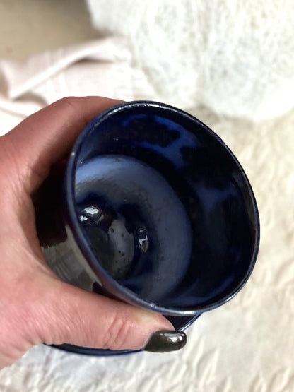 Stunning Deep Saturation Antique John Wood (Wedge Wood) Flow Blue Tea Bowl & Saucer | Victorian Staffordshire “Chapoo”
