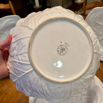 Gorgeous scalloped cabbage ware centerpiece bowl by designer BORDALLO pinheiro of Portugal 11 x 3.5