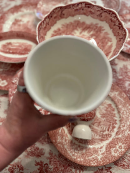 Antique James Kent Pink Floral Transferware Ironstone Cachepot, 4”