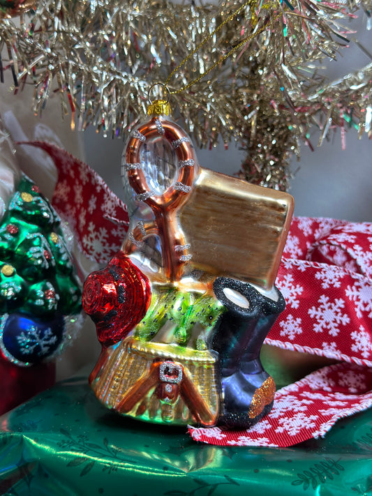Christmas Holiday Ornament - Glass Fisherman Bulb, 5"