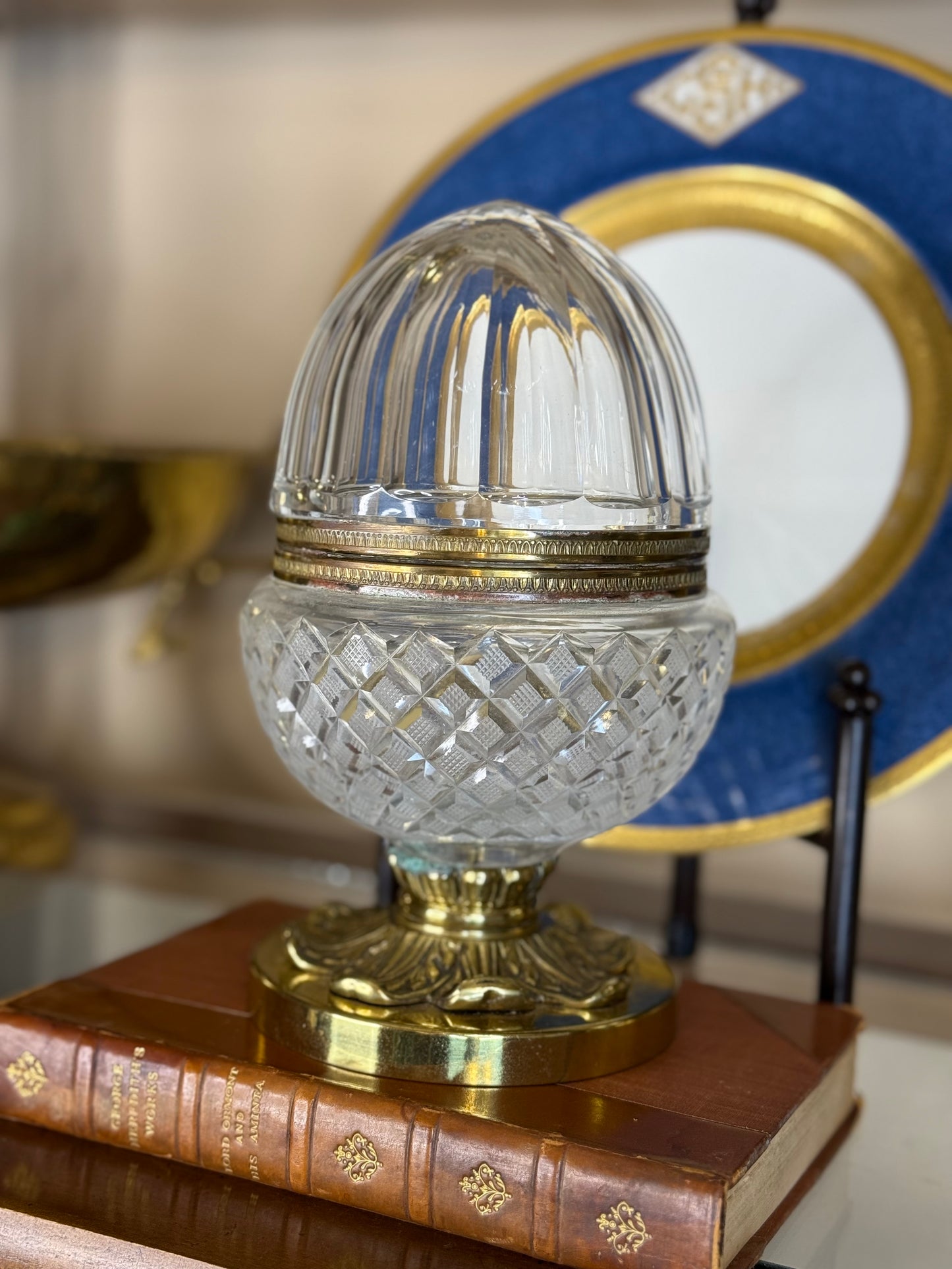 Antique Bronze-Mounted Cut Crystal Lidded Jar, c. 1890–1910