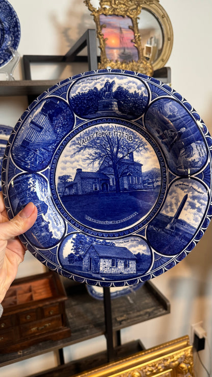Blue and white vintage historical plate