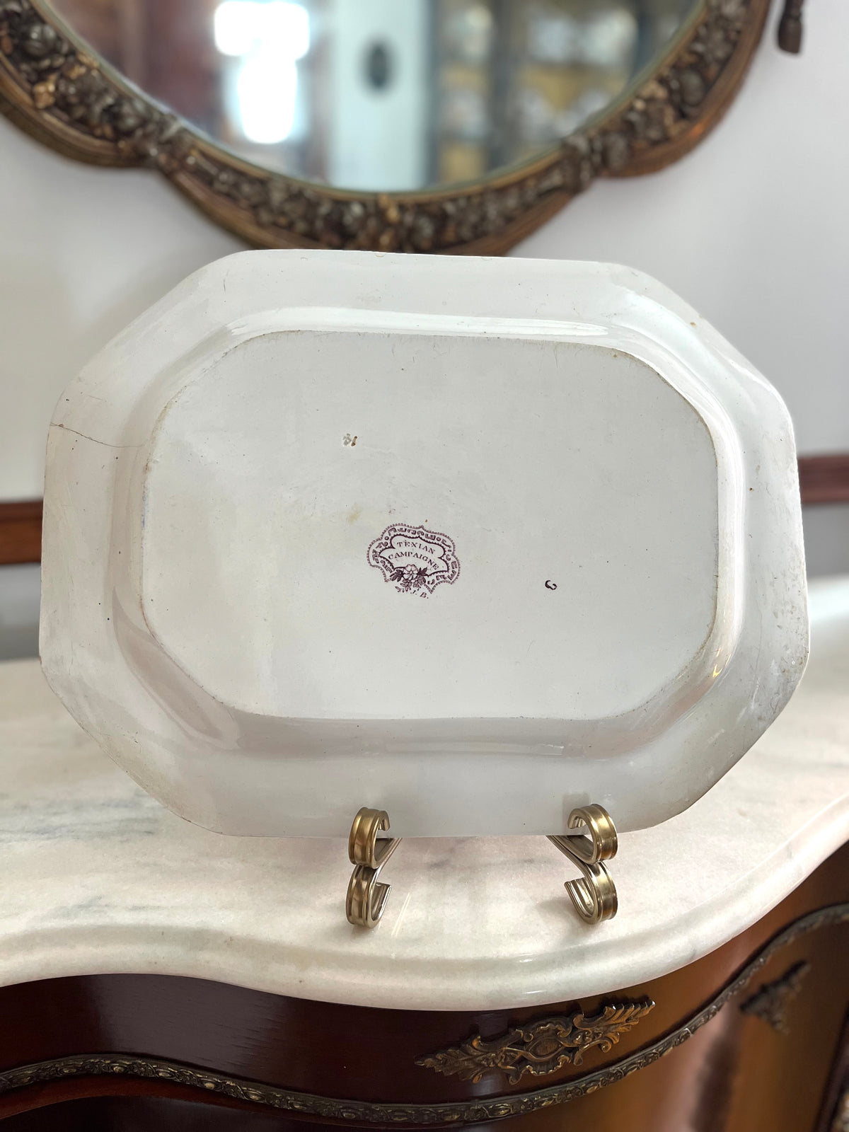 Museum Piece Rare James Beech Texian Campaigne Mulberry Transferware Platter, c. 1837–1844