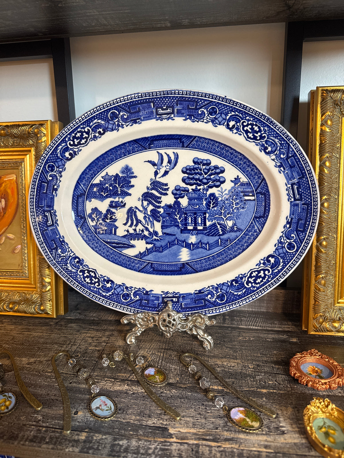 Blue Willow platter 12x9.5”