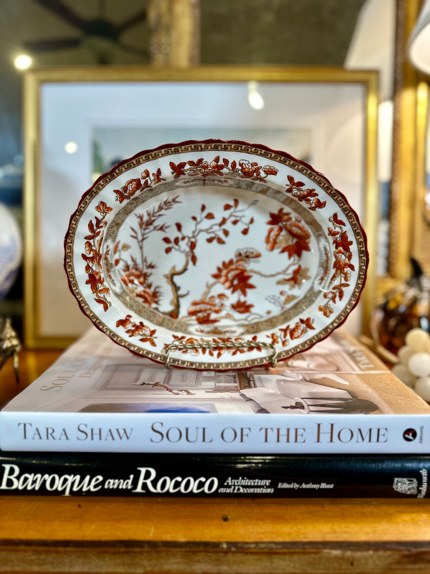 Beautiful Vintage Copeland Spode “India Tree” Oval Vegetable Bowl – Rust Orange, 9”