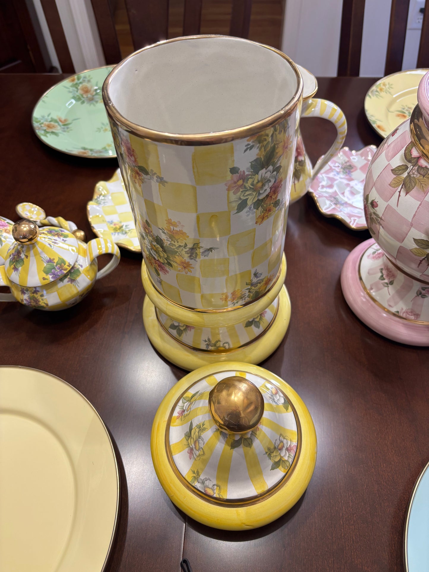 Vintage Mackenzie Childs Dandy Lion 17 1/4” tall lidded canister!