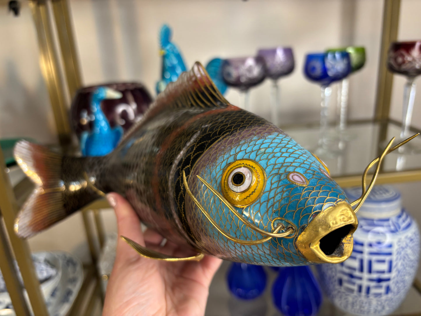 Stunning cloisonné 14” fish!