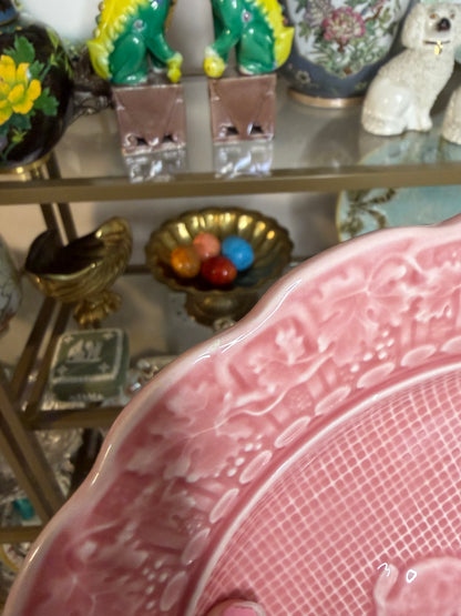 Reserved for Yvonne! Bordallo Pinheiro pink bunny small cake stand!