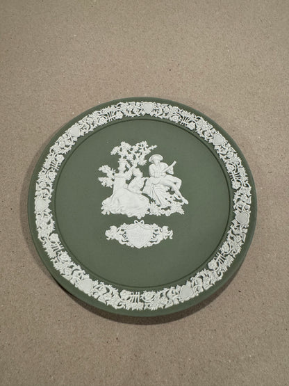 Wedgwood sage green Jasperware My Valentine Plate 1986