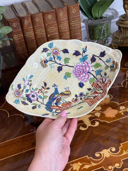 RESERVED - CASEY - Antique Copeland & Garrett “Peacock & Parsley” Diamond Dish, c.1833–1847 | Transferware Serving Dish | 10.5” x 7.5” | #DA4527