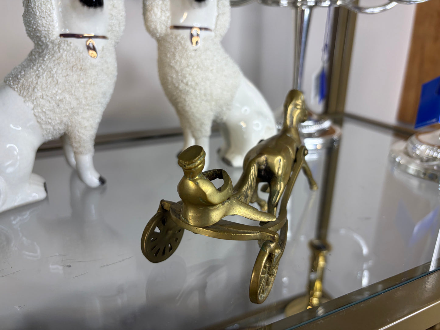 Brass horse jockey and horse figurine!