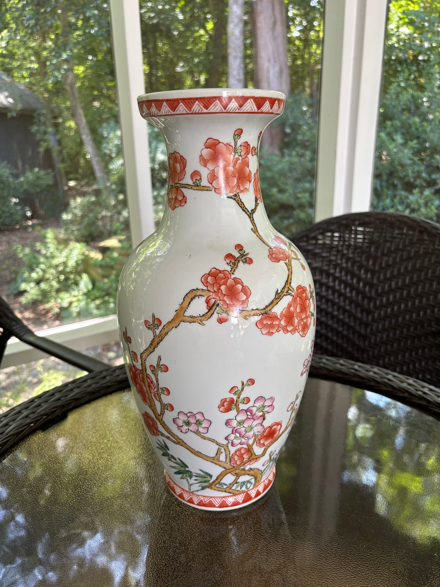 Beautiful 14.5” tall floral and bird vase!
