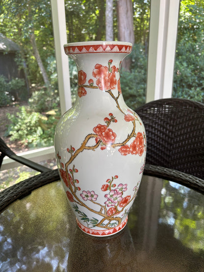 Beautiful 14.5” tall floral and bird vase!