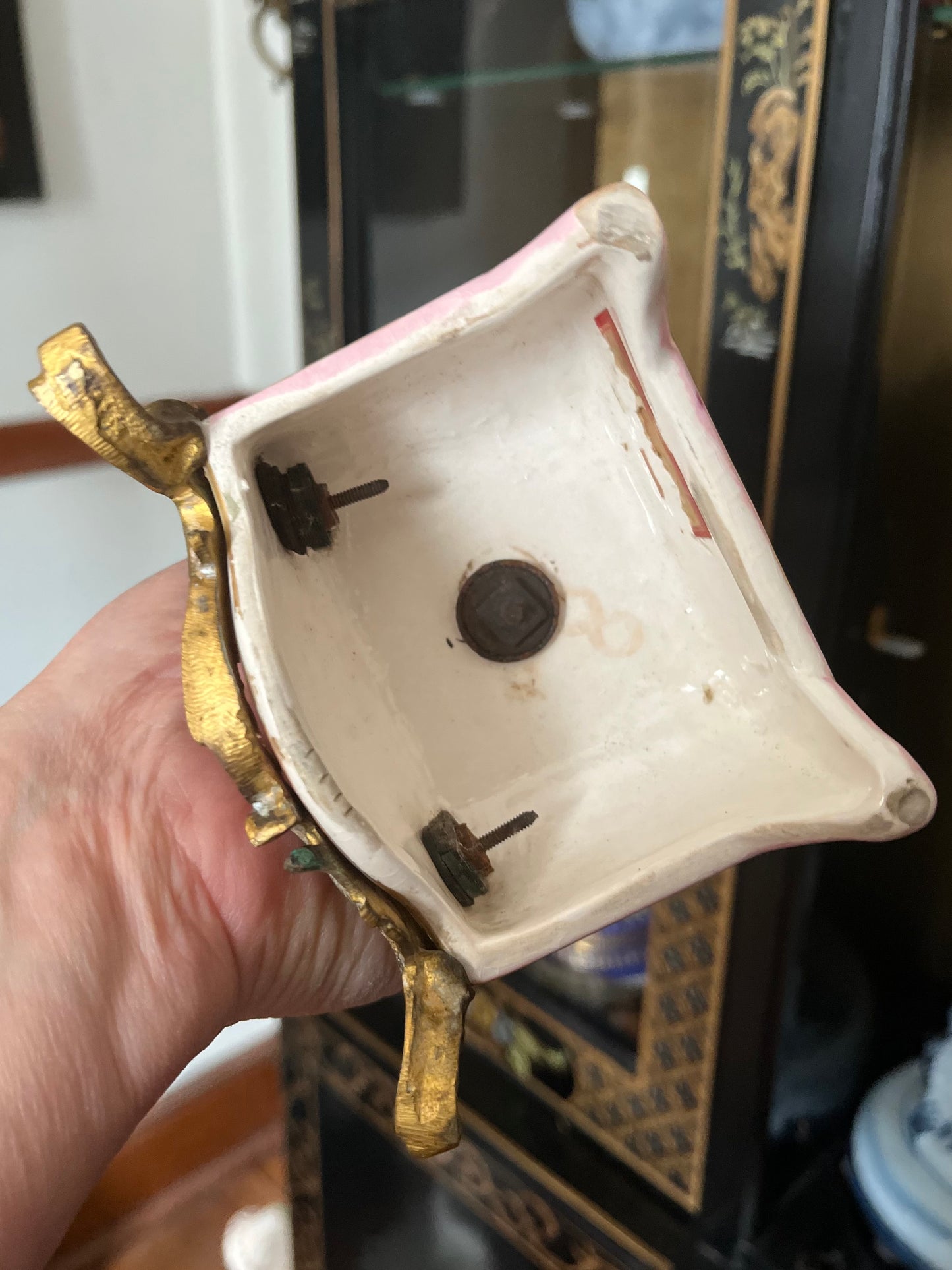 Antique French Sevres Style Porcelain & Bronze Ormolu Garniture Urns – Hand Painted Landscapes