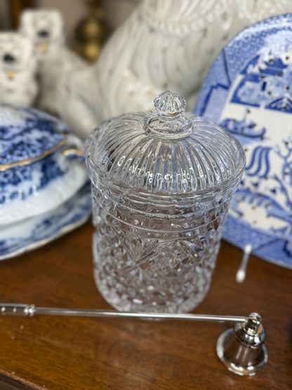 Dublin Cut Crystal Biscuit Box – 4.76” Diameter x 7.24” Height