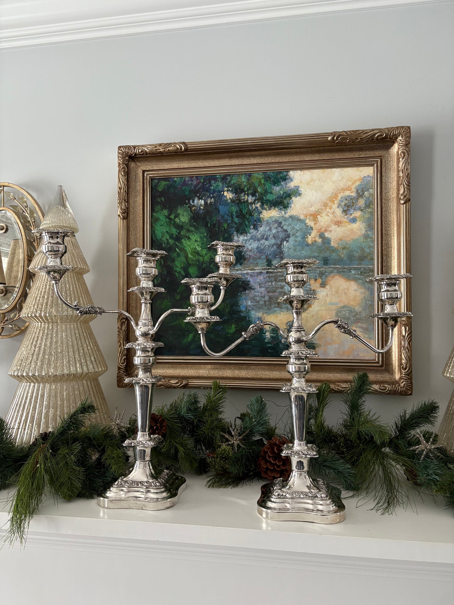 Pair of Silver Plated Convertible 18” Candleabras