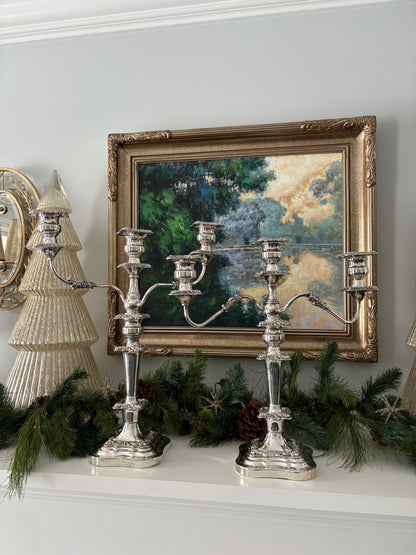 Pair of Silver Plated Convertible 18” Candleabras