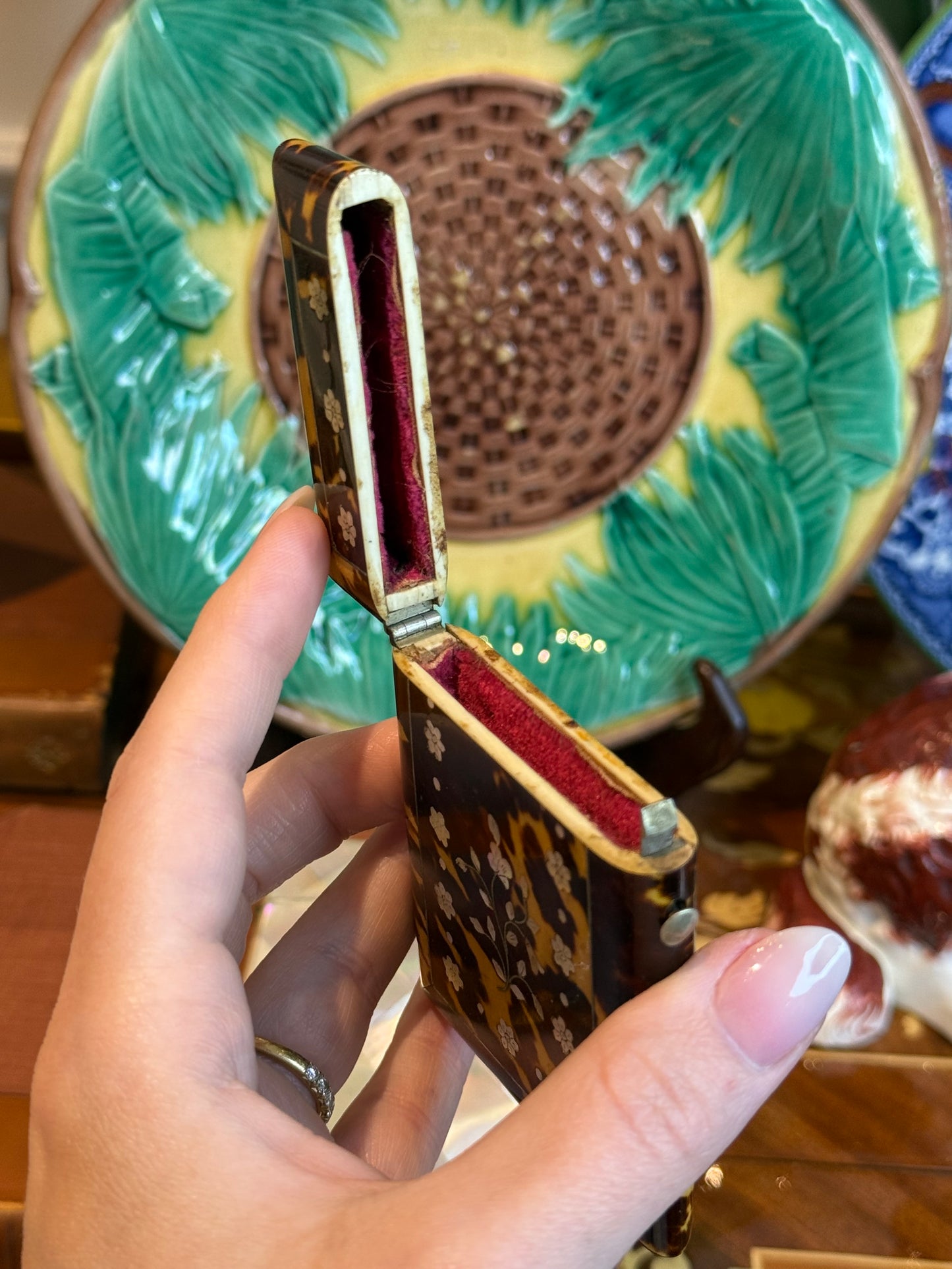 Antique Tortoiseshell & Mother-of-Pearl Calling Card Case c.1880–1900 Monogrammed CAP | 3.5”x2.5”