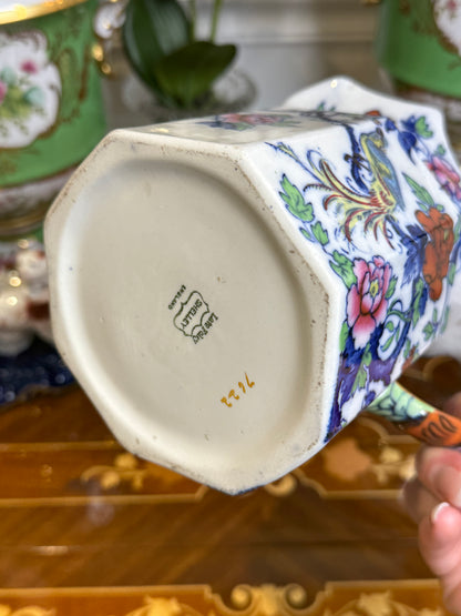 RESERVED - Shelley “Late Foley” Ironstone Jug, c. 1890 – Polychrome Floral with Bird Motif, Staffordshire
