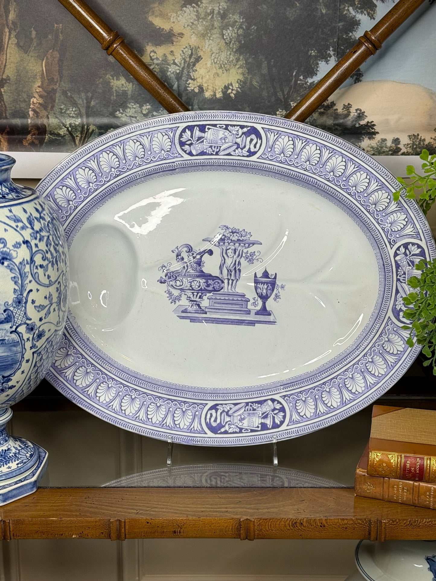 Antique Thomas Booth “Vase” Lavender Transferware Large Meat Platter | 1868 | 19.5” | DA4459