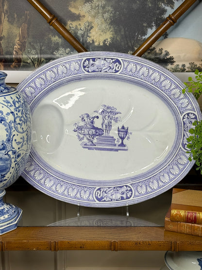 Antique Thomas Booth “Vase” Lavender Transferware Large Meat Platter | 1868 | 19.5” | DA4459