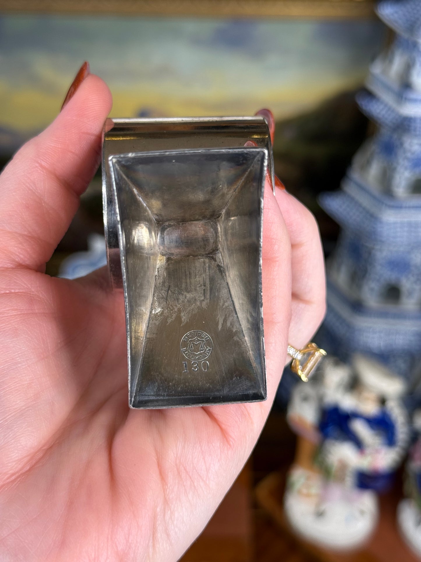 Victorian Meriden Britannia Aesthetic-Style Silverplate Napkin Ring — Engraved, c. 1880