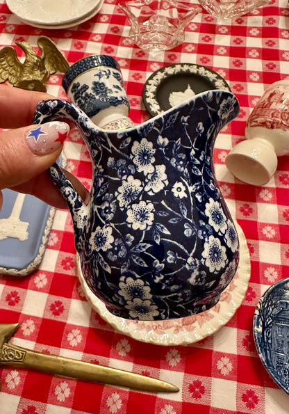 Vintage Burleigh Blue Calico Mini Creamer