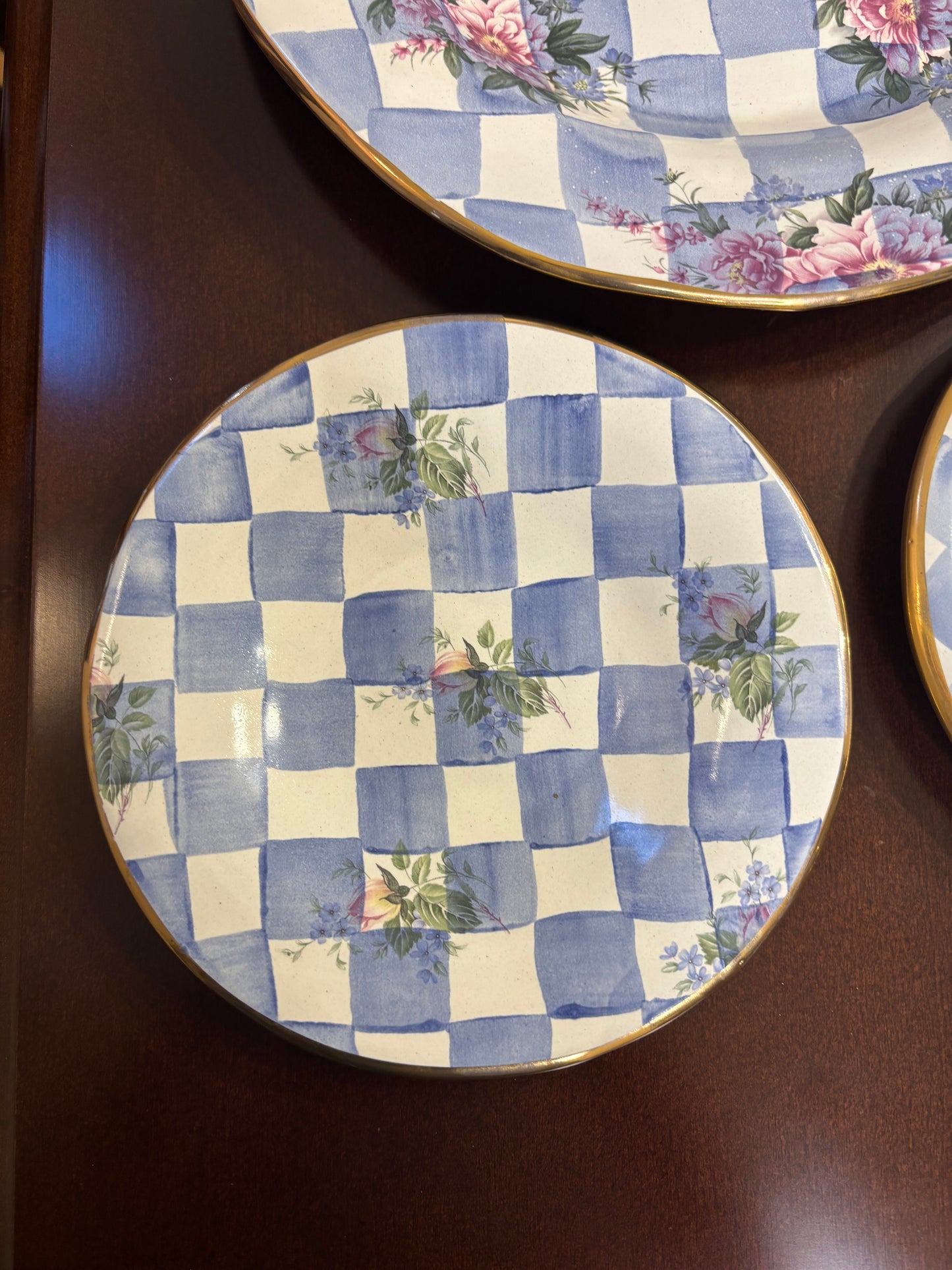 Vintage Mackenzie Childs set of 3 Morning Glory Plates!