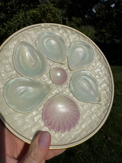 Vintage Minton Salt-Glaze Oyster Plate 8.5”