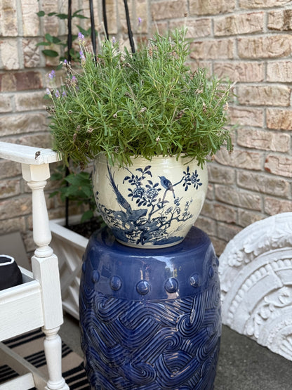 Danny’s Fine Porcelain - Blue & White, 10" Tall, Hand painted Planter/Pot Bird Design