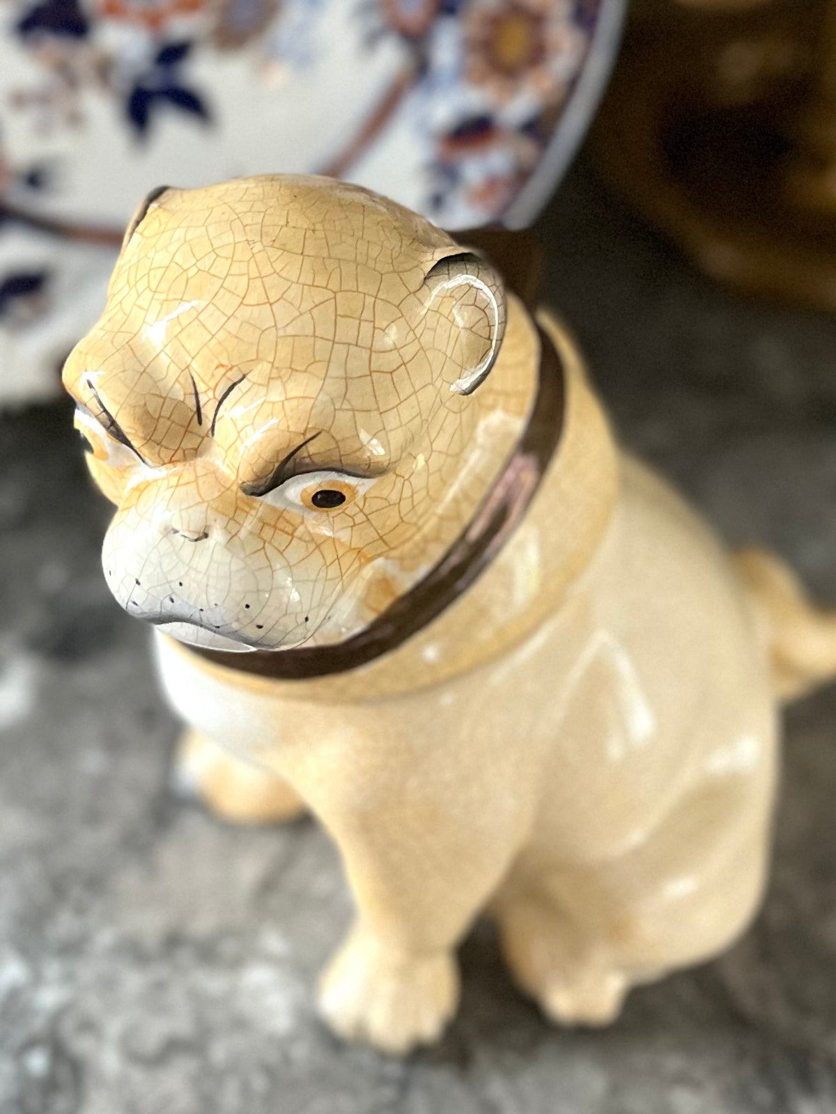 Fabulous Antique Staffordshire Pug Tobacco Jar – 19th Century English Pottery