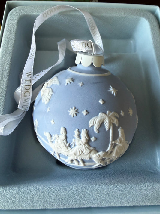 Vintage Wedgwood Jasperware Christmas Ornament Nativity Scene