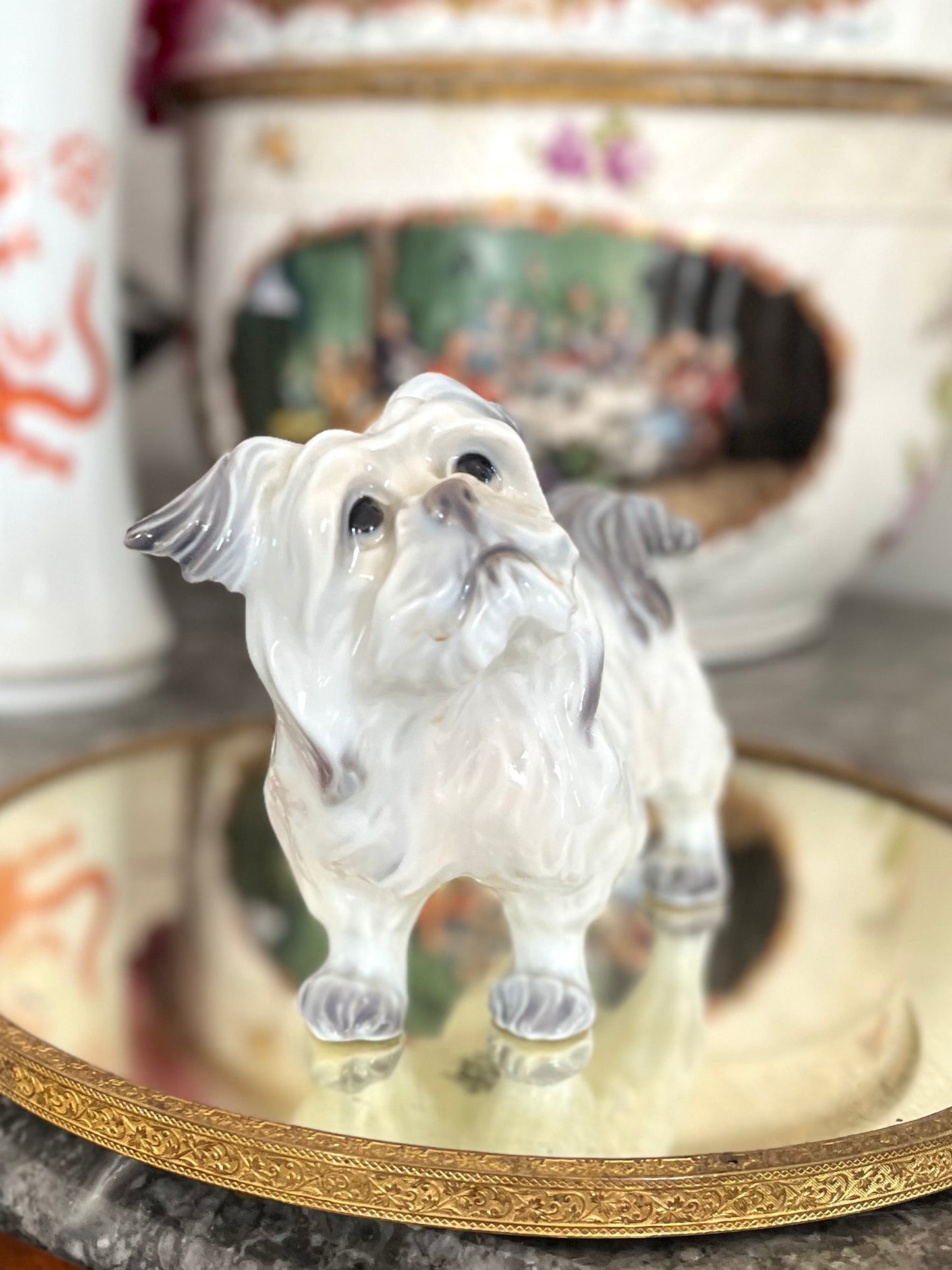 Dahl Jensen Copenhagen Porcelain Companion Dog Figurine – Model 1004, Denmark c. 1940s–50s
