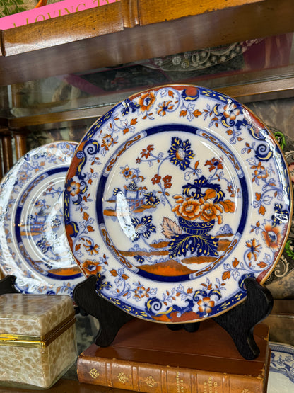 Antique Minton Imari Chinoiserie 10” Cabinet Plate |Cobalt, Iron Red & Gilt – England – c.1900