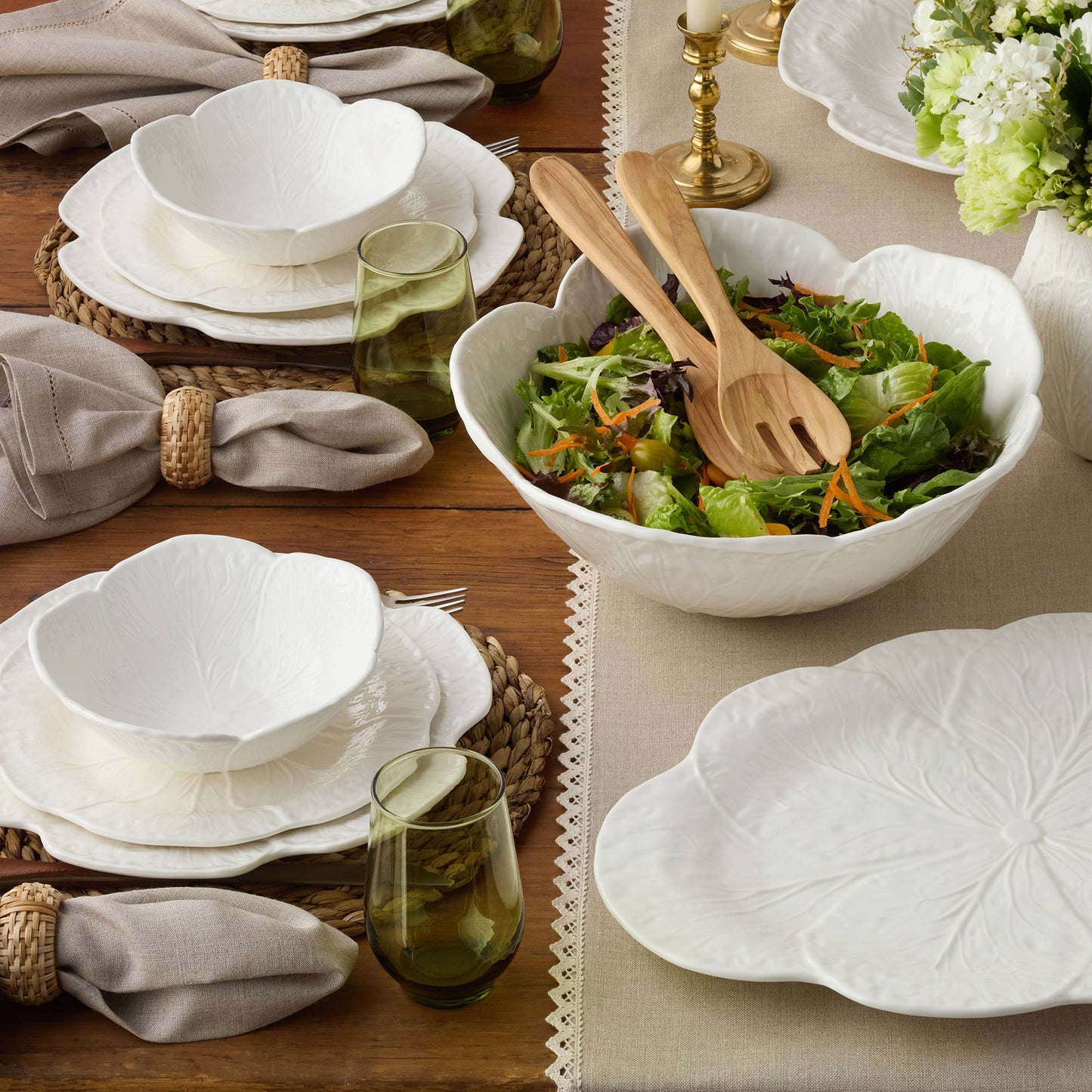 White Cabbage Ceramic Charger Plate | 6”D Bread Plate
