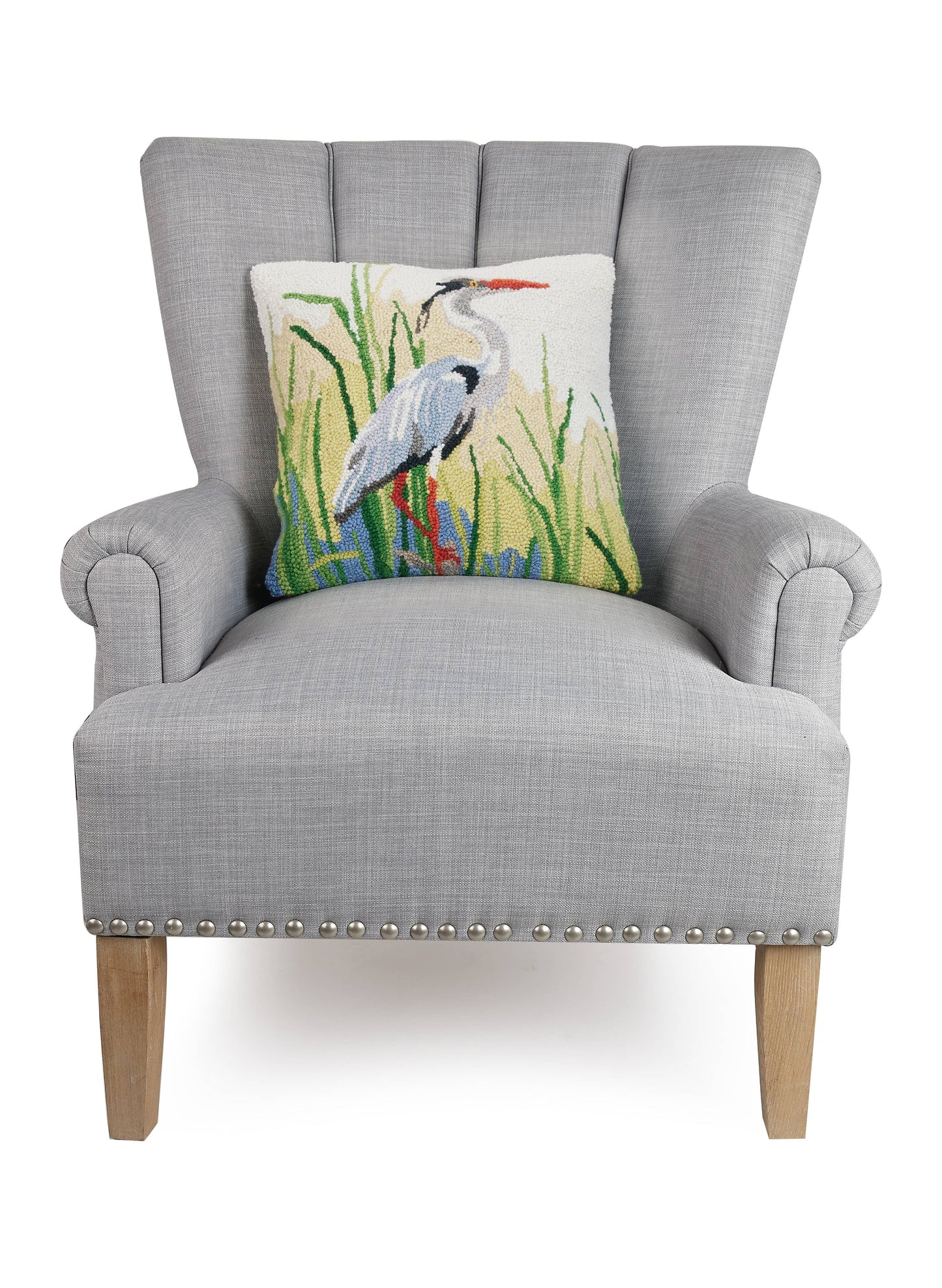 Great Blue Herons | Wool Hooked Accent Pillow |16" x 16"
