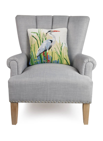Great Blue Herons | Wool Hooked Accent Pillow |16" x 16"