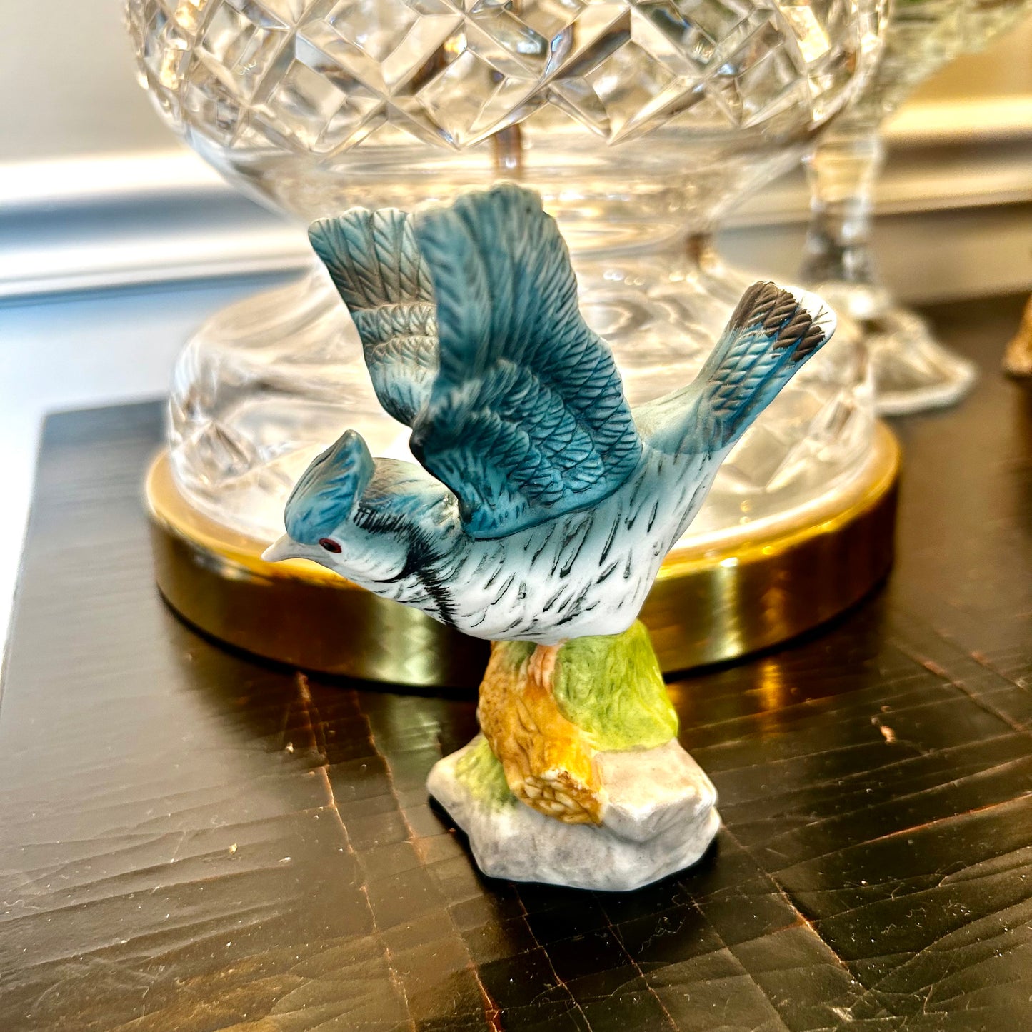 Vintage designer blue Bird & botanical figurine
