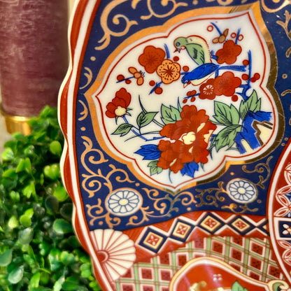 Gorgeous chinoiserie Imari style scalloped massive 16 in platter