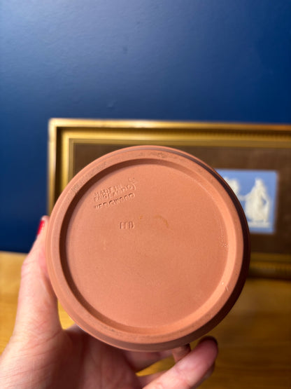 Wedgwood Jasperware terracotta pitcher with gorgeous floral borders!