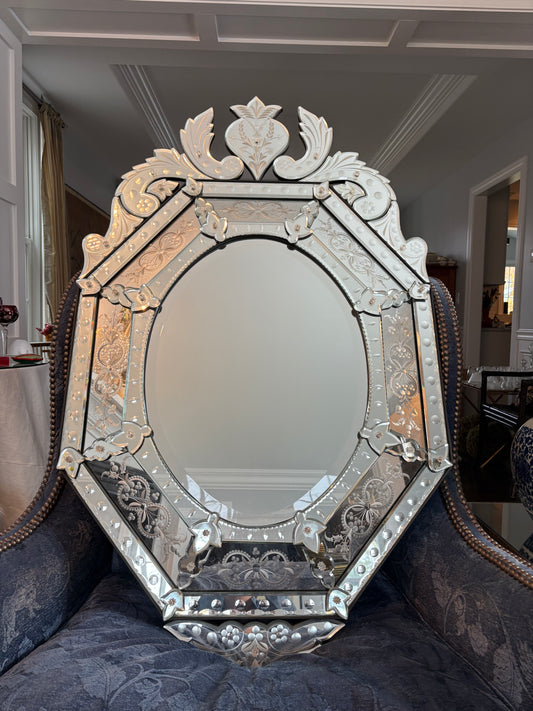 Exquisite Venetian-Style Etched Glass Mirror