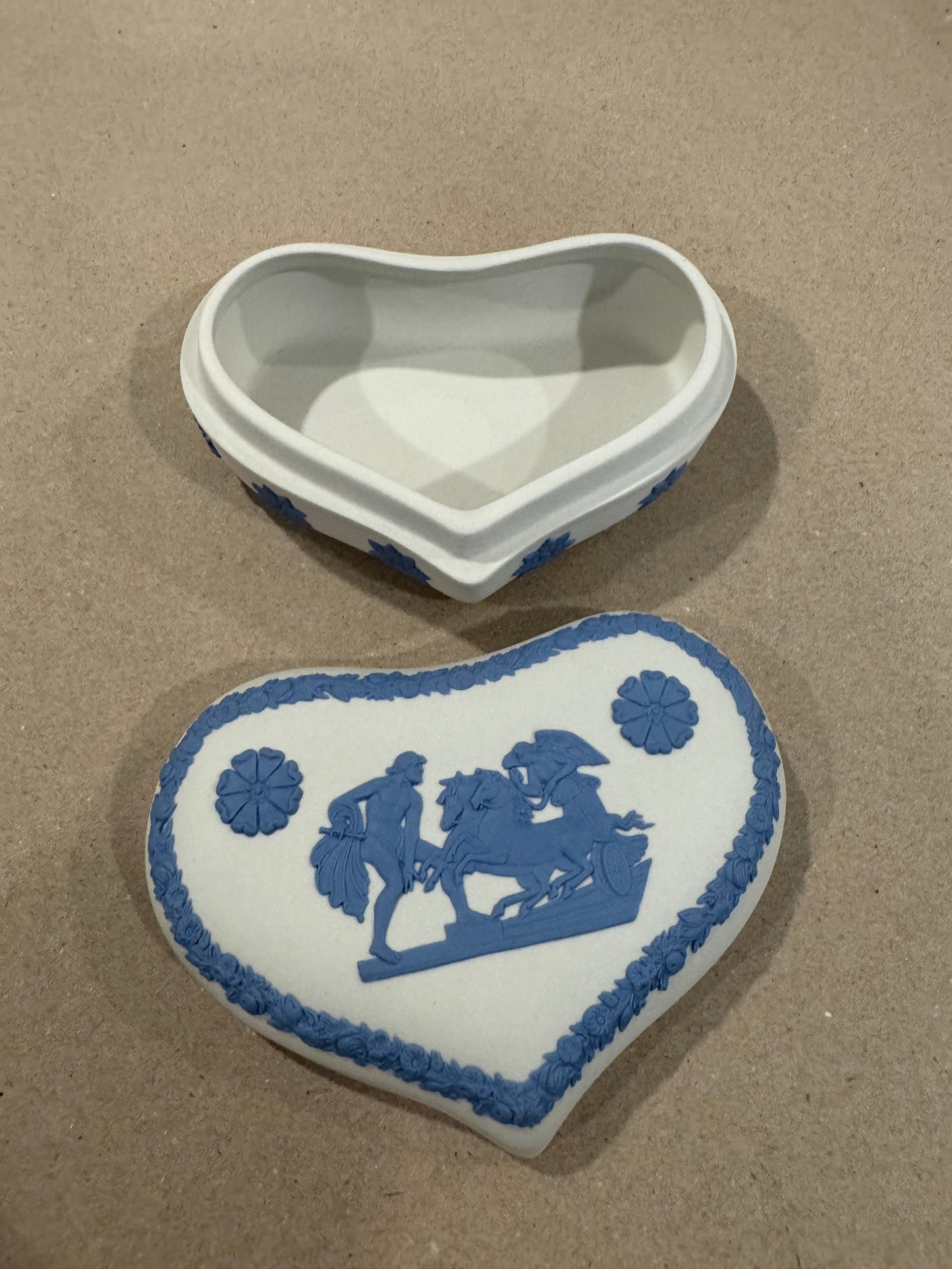 Wedgwood white and blue heart shape trinket box