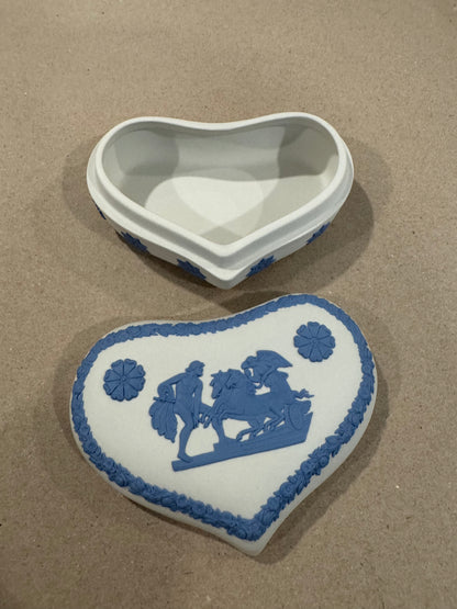 Wedgwood white and blue heart shape trinket box
