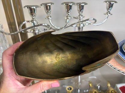 Beautiful brass nautilus seashell vase on pedestal!