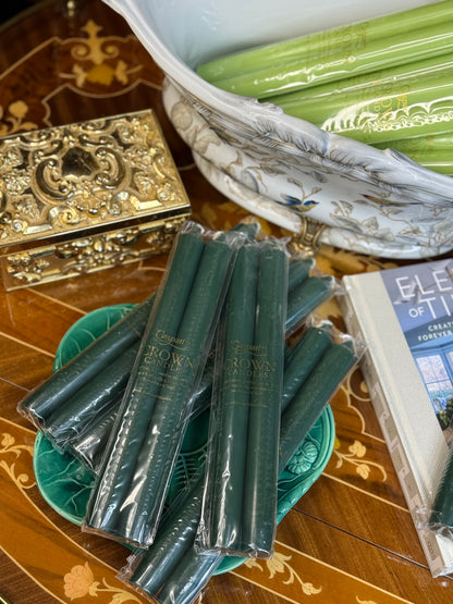 Caspari Straight Taper 10" Candles in Hunter Green - 2 Candles Per Package