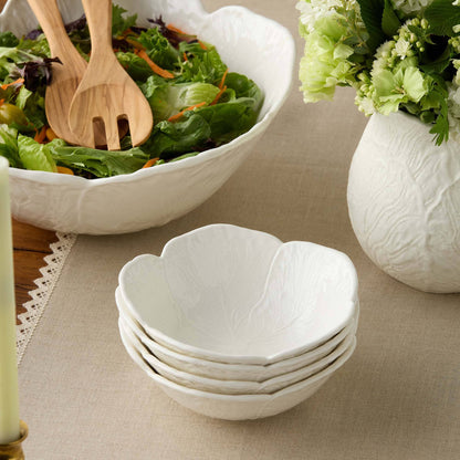 White Cabbage Cereal Bowl, 8"D Ceramic Soup Bowl