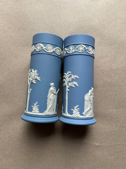 Light blue Wedgewood set of two vases 6 1/2” tall