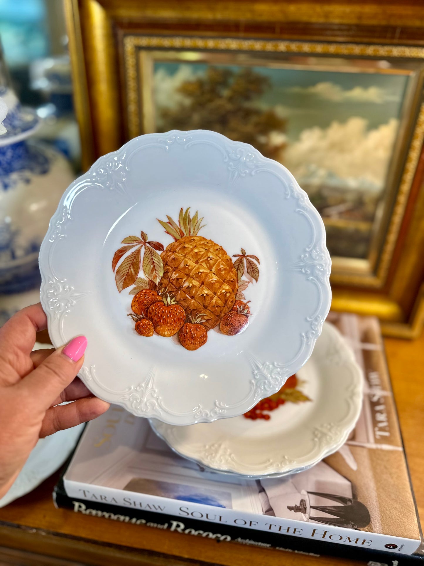 Fruit Harvest Baronesse Salad Plates by Tirschenreuth, Set of 5, Made in Germany, 8.25”