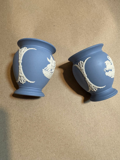 A pair of two small 4” lavender vases Wedgwood